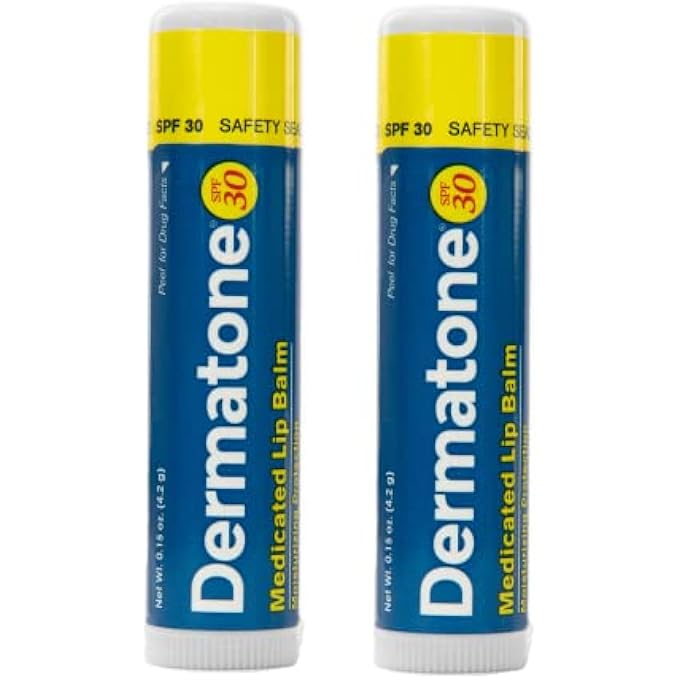 Dermatone ORIGINAL LIP BALM | MEDICATED & MOISTURIZING | COCOA BUTTER, ALOE, VITAMIN E | SOOTHE & HEAL CHAPPED LIPS | SPF30 | 2-PACK, 0.15OZ STICKS - Image 1